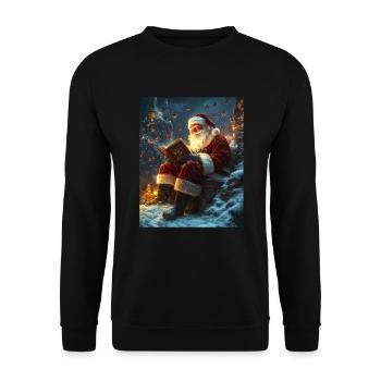 Weihnachtsmann Frauen Männer Kinder Weihnachten - Unisex Pullover - Schwarz - Vorne - Alina (178cm) & Michal (187cm)