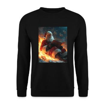 Weihnachtsmann Frauen Männer Kinder Weihnachten - Unisex Pullover - Schwarz - Vorne - Alina (178cm) & Michal (187cm)