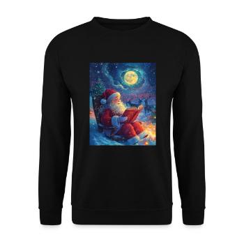 Weihnachtsmann Frauen Männer Kinder Weihnachten - Unisex Pullover - Schwarz - Vorne - Alina (178cm) & Michal (187cm)