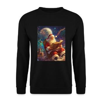 Weihnachtsmann Frauen Männer Kinder Weihnachten - Unisex Pullover - Schwarz - Vorne - Alina (178cm) & Michal (187cm)