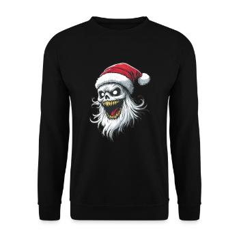 Halloween Geschenk Geist mit Weihnachtsmütze Deko - Unisex Pullover - Schwarz - Vorne - Alina (178cm) & Michal (187cm)
