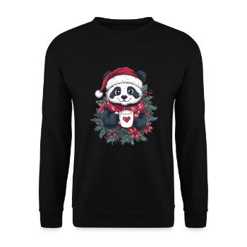 Panda Café Décoration de Noël Femmes Hommes Enfants - Sweat-shirt Unisexe - noir - Devant - Alina (178cm) & Michal (187cm)