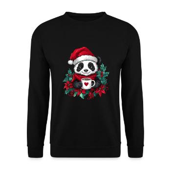 Panda Café Décoration de Noël Femmes Hommes Enfants - Sweat-shirt Unisexe - noir - Devant - Alina (178cm) & Michal (187cm)