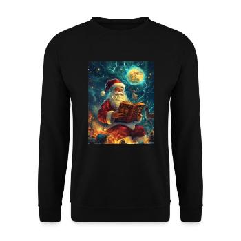 Weihnachtsmann Frauen Männer Kinder Weihnachten - Unisex Pullover - Schwarz - Vorne - Alina (178cm) & Michal (187cm)
