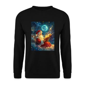 Weihnachtsmann Frauen Männer Kinder Weihnachten - Unisex Pullover - Schwarz - Vorne - Alina (178cm) & Michal (187cm)