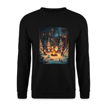 Père Noël Femmes Hommes Enfants Noël - Sweat-shirt Unisexe - noir - Devant - Alina (178cm) & Michal (187cm)