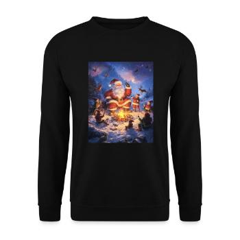 Père Noël Femmes Hommes Enfants Noël - Sweat-shirt Unisexe - noir - Devant - Alina (178cm) & Michal (187cm)