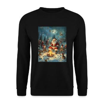 Père Noël Femmes Hommes Enfants Noël - Sweat-shirt Unisexe - noir - Devant - Alina (178cm) & Michal (187cm)