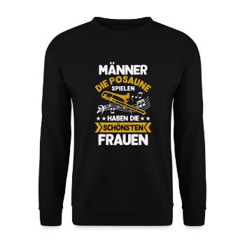 Posaune Männer Posaunist Blasmusik Posaunenspieler - Unisex Pullover - Schwarz - Vorne - Alina (178cm) & Michal (187cm)