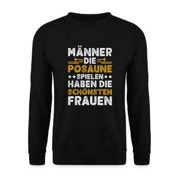 Posaune Männer Posaunist Blasmusik Posaunenspieler - Unisex Pullover - Schwarz - Vorne - Alina (178cm) & Michal (187cm)