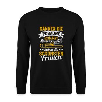 Posaune Männer Posaunist Blasmusik Posaunenspieler - Unisex Pullover - Schwarz - Vorne - Alina (178cm) & Michal (187cm)