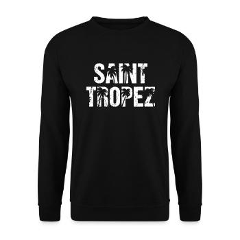 Saint Tropez Frankreich Palmen St. Tropez - Unisex Pullover - Schwarz - Vorne - Alina (178cm) & Michal (187cm)