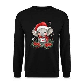 Elefant Kaffee Weihnachten Frauen Männer Kinder - Unisex Pullover - Schwarz - Vorne - Alina (178cm) & Michal (187cm)