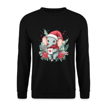 Elefant Kaffee Weihnachten Frauen Männer Kinder - Unisex Pullover - Schwarz - Vorne - Alina (178cm) & Michal (187cm)