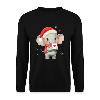Elefant Kaffee Weihnachten Frauen Männer Kinder - Unisex Pullover - Schwarz - Vorne - Alina (178cm) & Michal (187cm)