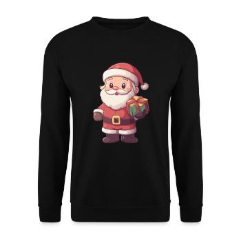 Weihnachtsmann Frauen Männer Kinder Weihnachten - Unisex Pullover - Schwarz - Vorne - Alina (178cm) & Michal (187cm)