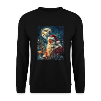 Weihnachtsmann Frauen Männer Kinder Weihnachten - Unisex Pullover - Schwarz - Vorne - Alina (178cm) & Michal (187cm)
