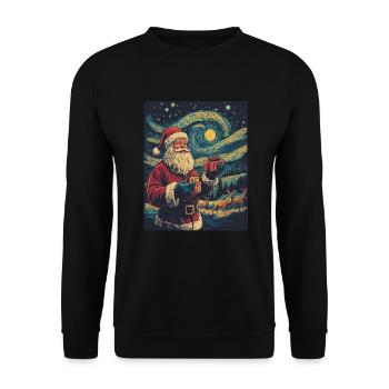 Weihnachtsmann Frauen Männer Kinder Weihnachten - Unisex Pullover - Schwarz - Vorne - Alina (178cm) & Michal (187cm)