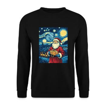 Weihnachtsmann Frauen Männer Kinder Weihnachten - Unisex Pullover - Schwarz - Vorne - Alina (178cm) & Michal (187cm)