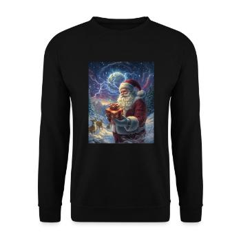 Weihnachtsmann Frauen Männer Kinder Weihnachten - Unisex Pullover - Schwarz - Vorne - Alina (178cm) & Michal (187cm)