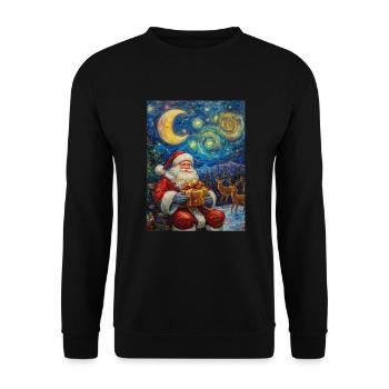 Weihnachtsmann Frauen Männer Kinder Weihnachten - Unisex Pullover - Schwarz - Vorne - Alina (178cm) & Michal (187cm)