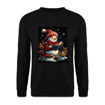 Snowman Christmas Decoration Women Men Children - Unisex Sweatshirt - black - Front - Alina (178cm) & Michal (187cm)