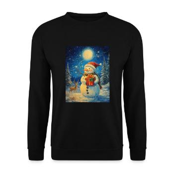 Schneemann Weihnachten Frauen Männer Kinder - Unisex Pullover - Schwarz - Vorne - Alina (178cm) & Michal (187cm)