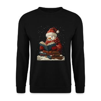 Snowman Christmas Decoration Women Men Children - Unisex Sweatshirt - black - Front - Alina (178cm) & Michal (187cm)