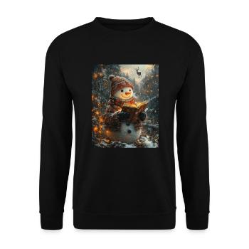 Snowman Christmas Decoration Women Men Children - Unisex Sweatshirt - black - Front - Alina (178cm) & Michal (187cm)