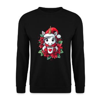 Unicorn Coffee Christmas Women Men Children - Unisex Sweatshirt - black - Front - Alina (178cm) & Michal (187cm)