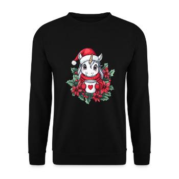 Unicorn Coffee Christmas Women Men Children - Unisex Sweatshirt - black - Front - Alina (178cm) & Michal (187cm)