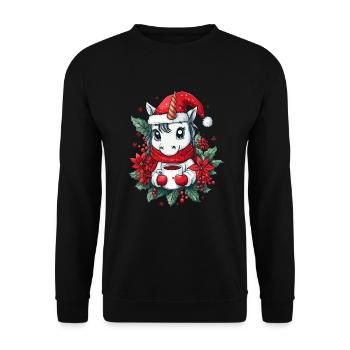 Unicorn Coffee Christmas Women Men Children - Unisex Sweatshirt - black - Front - Alina (178cm) & Michal (187cm)