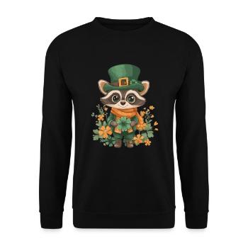 St Patrick’s Day Raccoon Décoration Femmes Hommes Enfants - Sweat-shirt Unisexe - noir - Devant - Alina (178cm) & Michal (187cm)