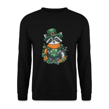 St Patrick’s Day Raccoon Décoration Femmes Hommes Enfants - Sweat-shirt Unisexe - noir - Devant - Alina (178cm) & Michal (187cm)