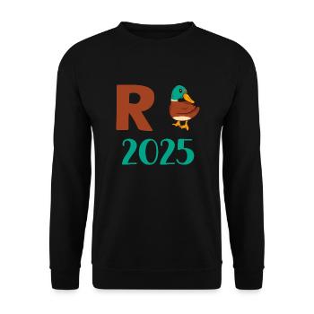 Ente Rente 2025 Pension Ruhestand Opa Oma Rentner - Unisex Pullover - Schwarz - Vorne - Alina (178cm) & Michal (187cm)