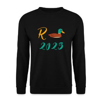 Ente Rente 2025 Pension Ruhestand Opa Oma Rentner - Unisex Pullover - Schwarz - Vorne - Alina (178cm) & Michal (187cm)