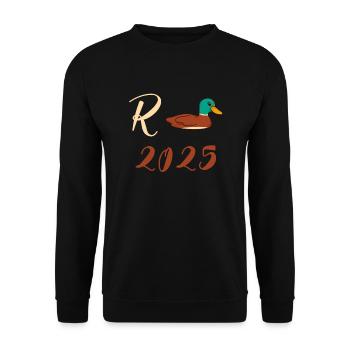 Ente Rente 2025 Pension Ruhestand Opa Oma Rentner - Unisex Pullover - Schwarz - Vorne - Alina (178cm) & Michal (187cm)