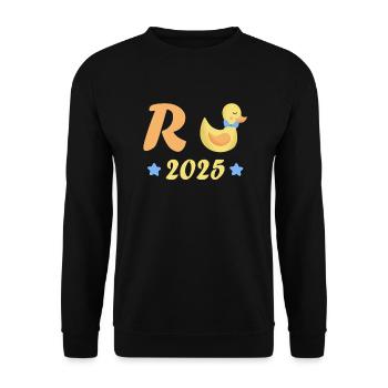 Ente Rente 2025 Pension Ruhestand Opa Oma Rentner - Unisex Pullover - Schwarz - Vorne - Alina (178cm) & Michal (187cm)