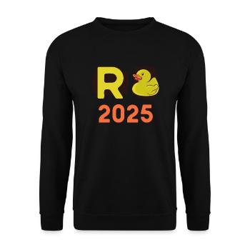 Ente Rente 2025 Pension Ruhestand Opa Oma Rentner - Unisex Pullover - Schwarz - Vorne - Alina (178cm) & Michal (187cm)