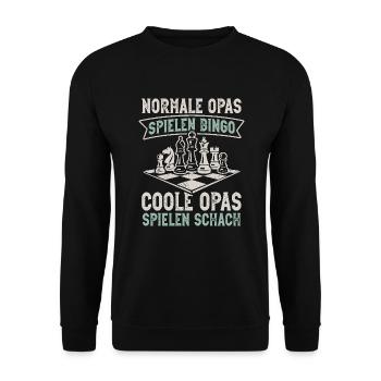Schach Opa Schachspieler Schachbrett - Unisex Pullover - Schwarz - Vorne - Alina (178cm) & Michal (187cm)