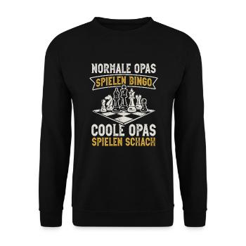 Schach Opa Schachspieler Schachbrett - Unisex Pullover - Schwarz - Vorne - Alina (178cm) & Michal (187cm)