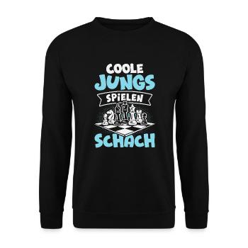 Schach Jungs Schachspieler Jungen - Unisex Pullover - Schwarz - Vorne - Alina (178cm) & Michal (187cm)