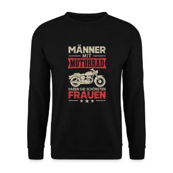 Motorrad Männer Motorradfahrer Biker - Unisex Pullover - Schwarz - Vorne - Alina (178cm) & Michal (187cm)