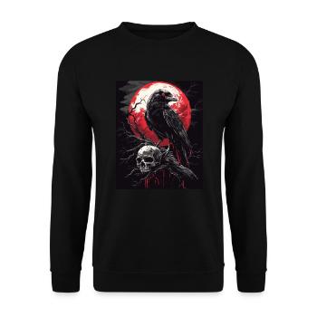 Raven Skull Moon Dark Gothic Black Crow - Unisex Sweatshirt - black - Front - Alina (178cm) & Michal (187cm)