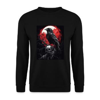 Raven Skull Moon Dark Gothic Black Crow - Unisex Sweatshirt - black - Front - Alina (178cm) & Michal (187cm)