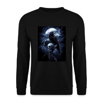 Corbeau Crâne Lune Gothique Noir Corbeau - Sweat-shirt Unisexe - noir - Devant - Alina (178cm) & Michal (187cm)