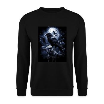 Raven Skull Moon Dark Gothic Black Crow - Unisex Sweatshirt - black - Front - Alina (178cm) & Michal (187cm)