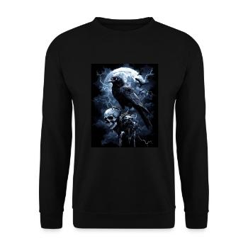 Raven Skull Moon Dark Gothic Black Crow - Unisex Sweatshirt - black - Front - Alina (178cm) & Michal (187cm)