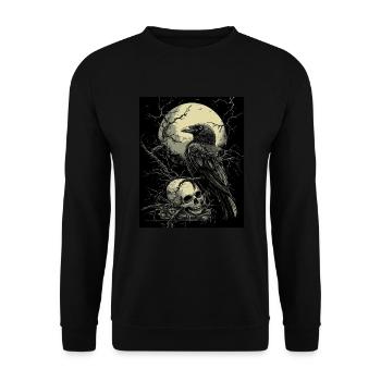 Corbeau Crâne Lune Gothique Noir Corbeau - Sweat-shirt Unisexe - noir - Devant - Alina (178cm) & Michal (187cm)