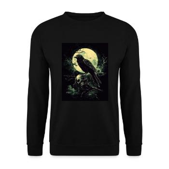Raven Skull Moon Dark Gothic Black Crow - Unisex Sweatshirt - black - Front - Alina (178cm) & Michal (187cm)